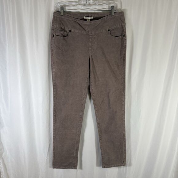 Coldwater Creek Corduroy Pants Women's 8 Brown Pockets Pull On Mid Rise - Picture 1 of 9